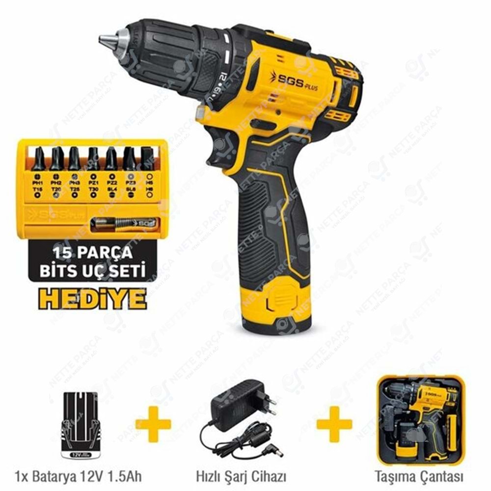 SGS AKÜLÜ VİDALAMA SETİ 12V/1.5Ah TEK BATARYA SGS5147