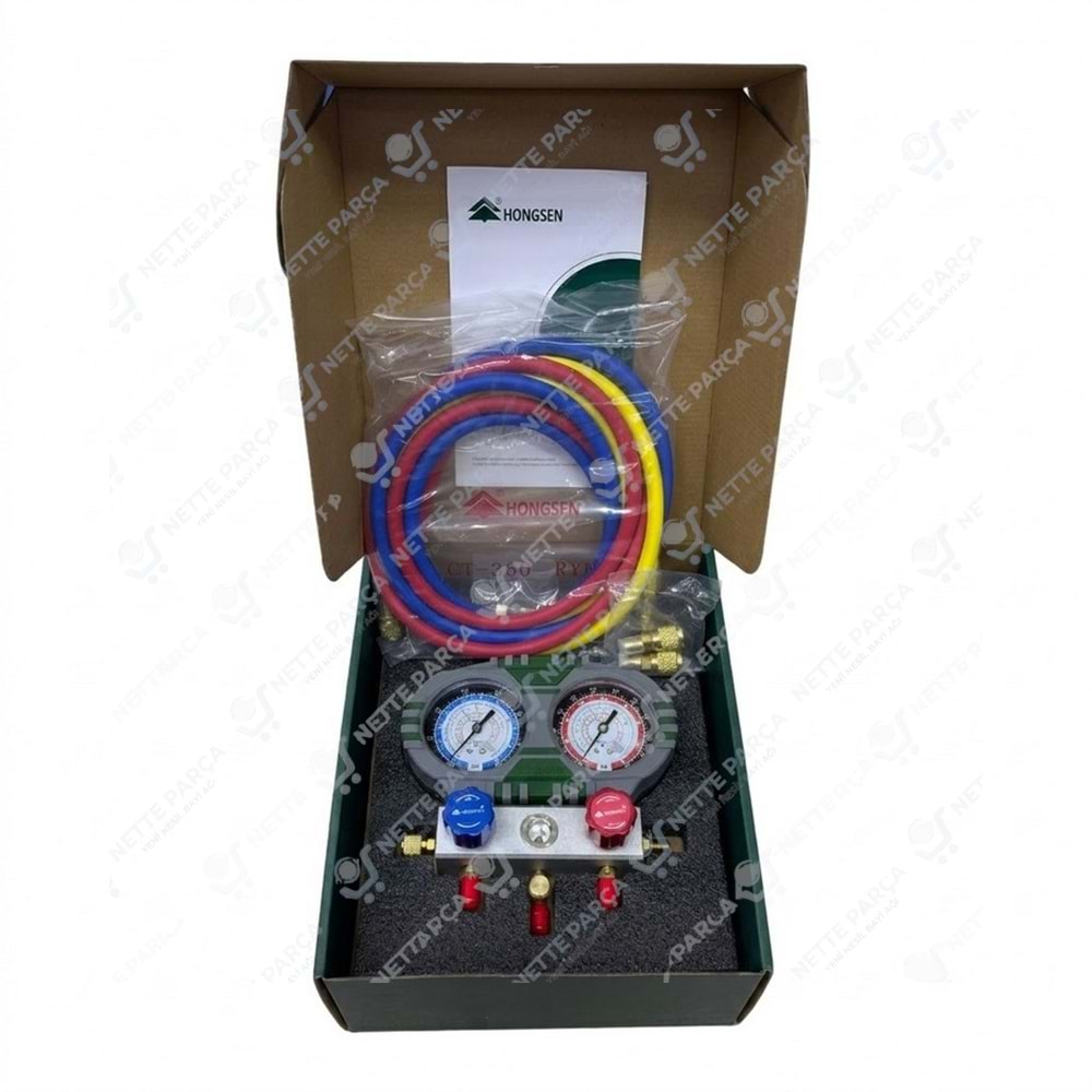 Hongsen HS-S60-104 Manifold Gaz Şarj Saati (R410A, R407C, R404A, R134a)