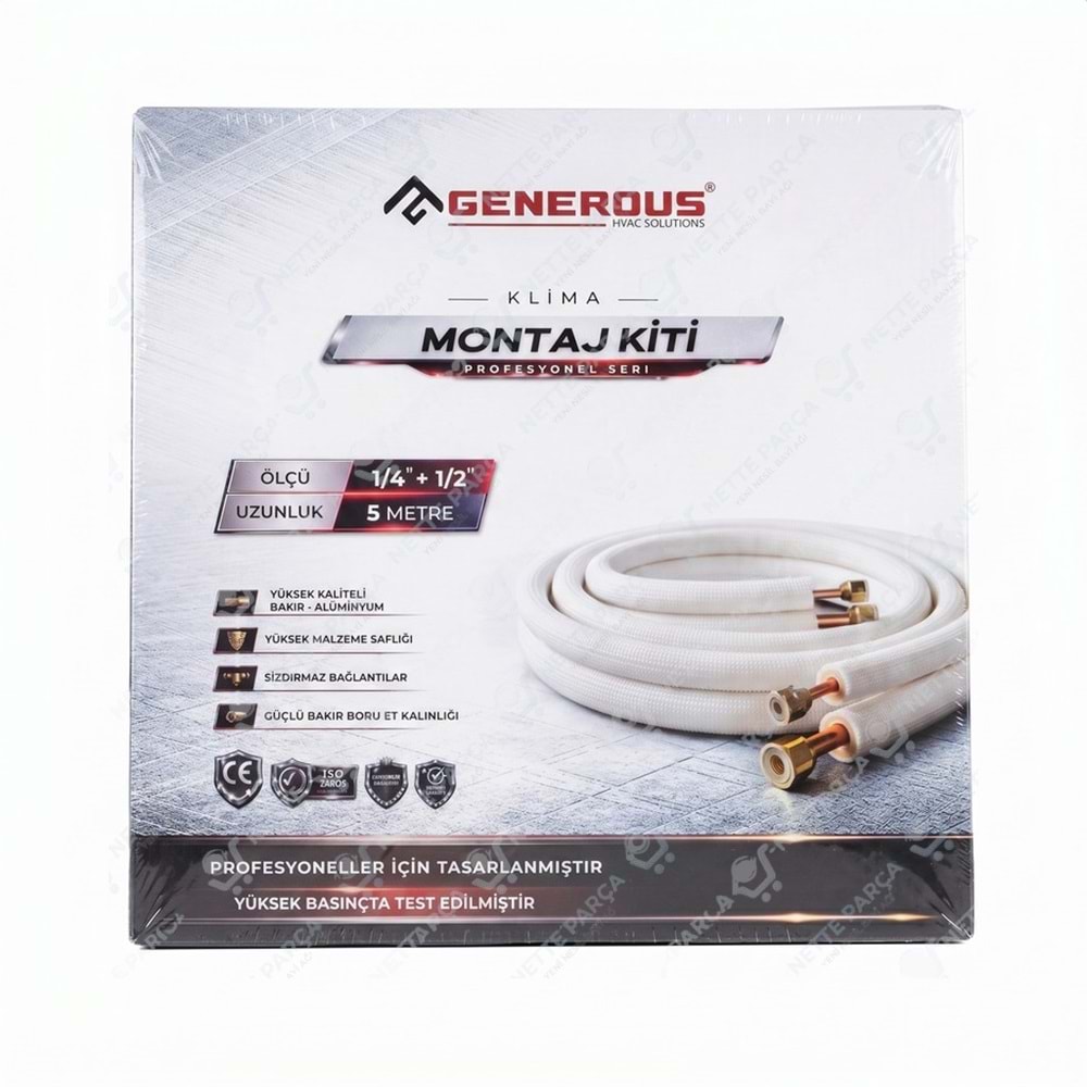 Generous 1/4 - 1/2 Klima Montaj Seti 3 Metre | Alüminyum Montaj Kiti | Nette Parça