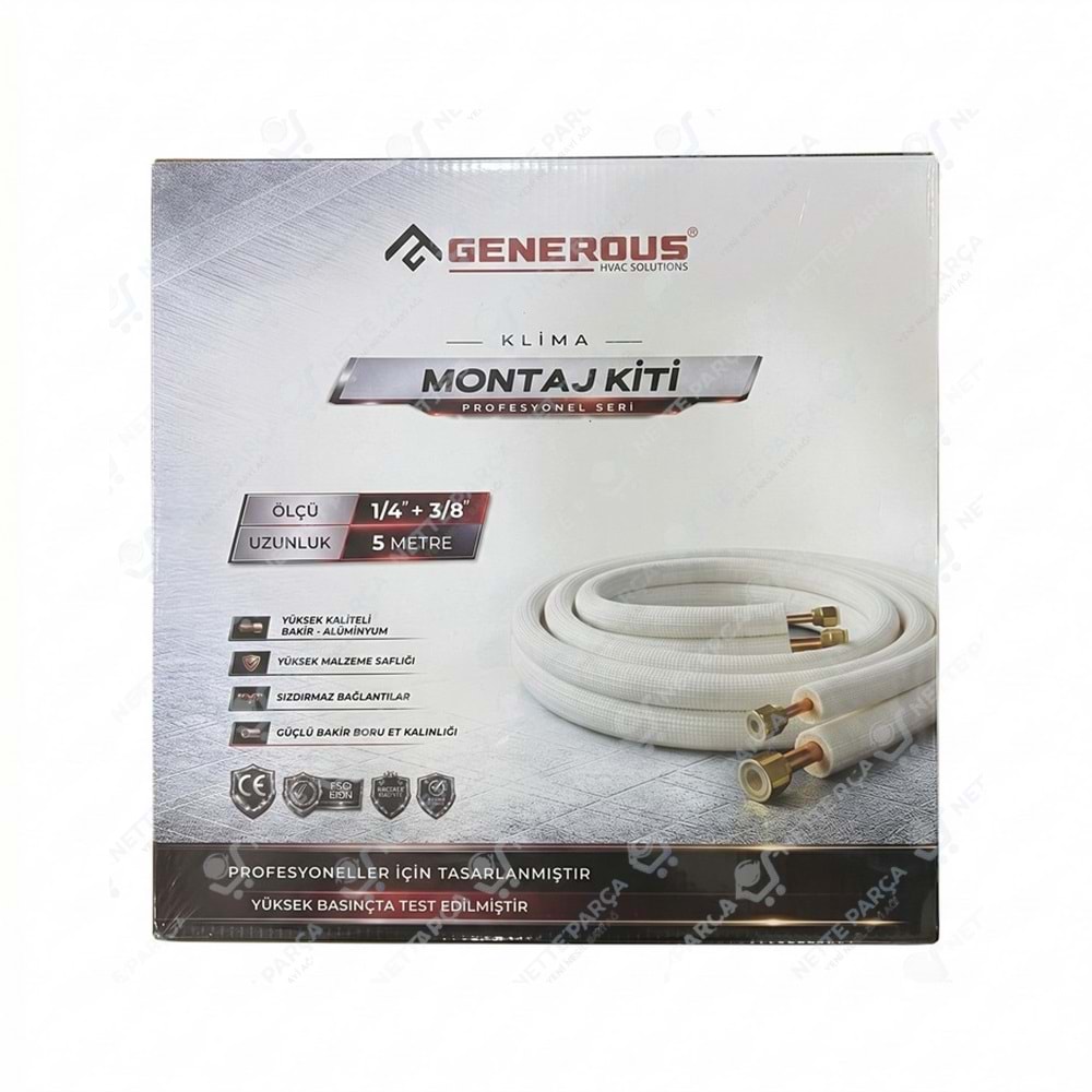 Generous 1/4 - 3/8 Klima Montaj Seti 5 Metre | Alüminyum Montaj Kiti | Nette Parça