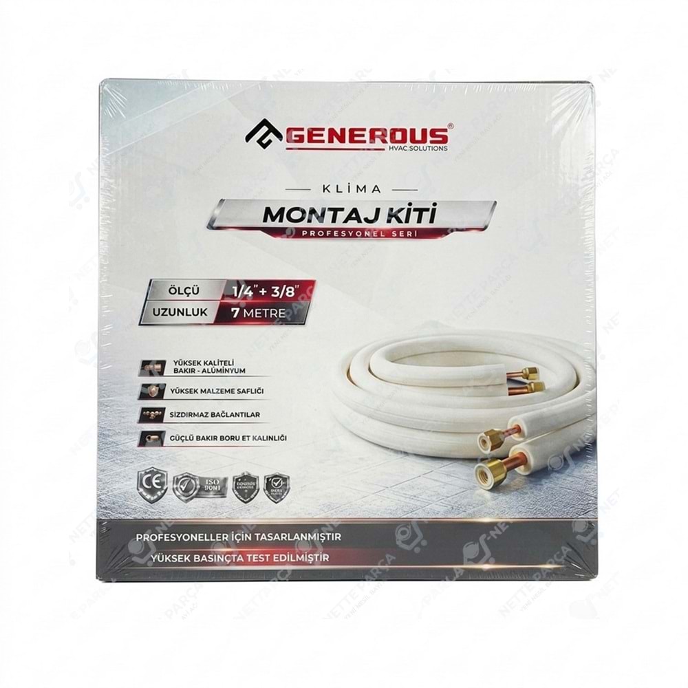 Generous 1/4 - 3/8 Klima Montaj Seti 7 Metre | Alüminyum Montaj Kiti | Nette Parça