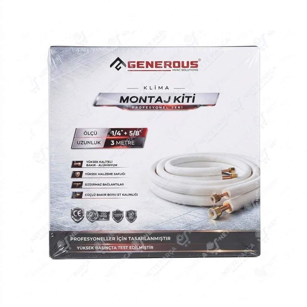 Generous 1/4 - 5/8 Klima Montaj Seti 3 Metre | Alüminyum Montaj Kiti | Nette Parça
