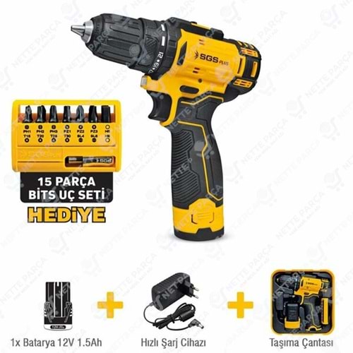 SGS AKÜLÜ VİDALAMA SETİ 12V/1.5Ah TEK BATARYA SGS5147