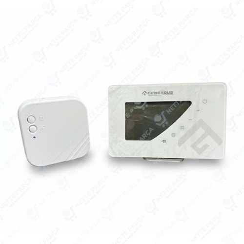 GENEROUS ODA TERMOSTATI KABLOSUZ RF PROGRAMLI FON IŞIKLI DOKUNMATIK BEYAZ
