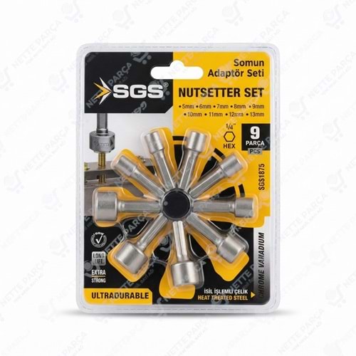 SGS SOMUN ADAPTÖR SETİ 9 PARÇA (SGS1875)
