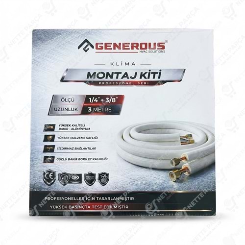 Generous 1/4 - 3/8 Klima Montaj Seti 3 Metre | Alüminyum Montaj Kiti | Nette Parça