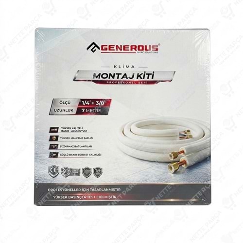 Generous 1/4 - 3/8 Klima Montaj Seti 7 Metre | Alüminyum Montaj Kiti | Nette Parça