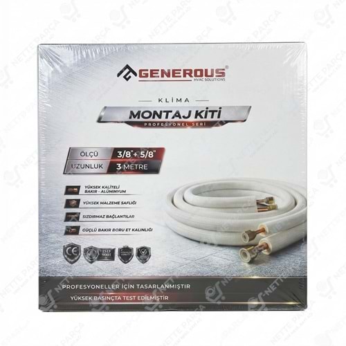 Generous 3/8 - 5/8 Klima Montaj Seti 3 Metre | Alüminyum Montaj Kiti | Nette Parça